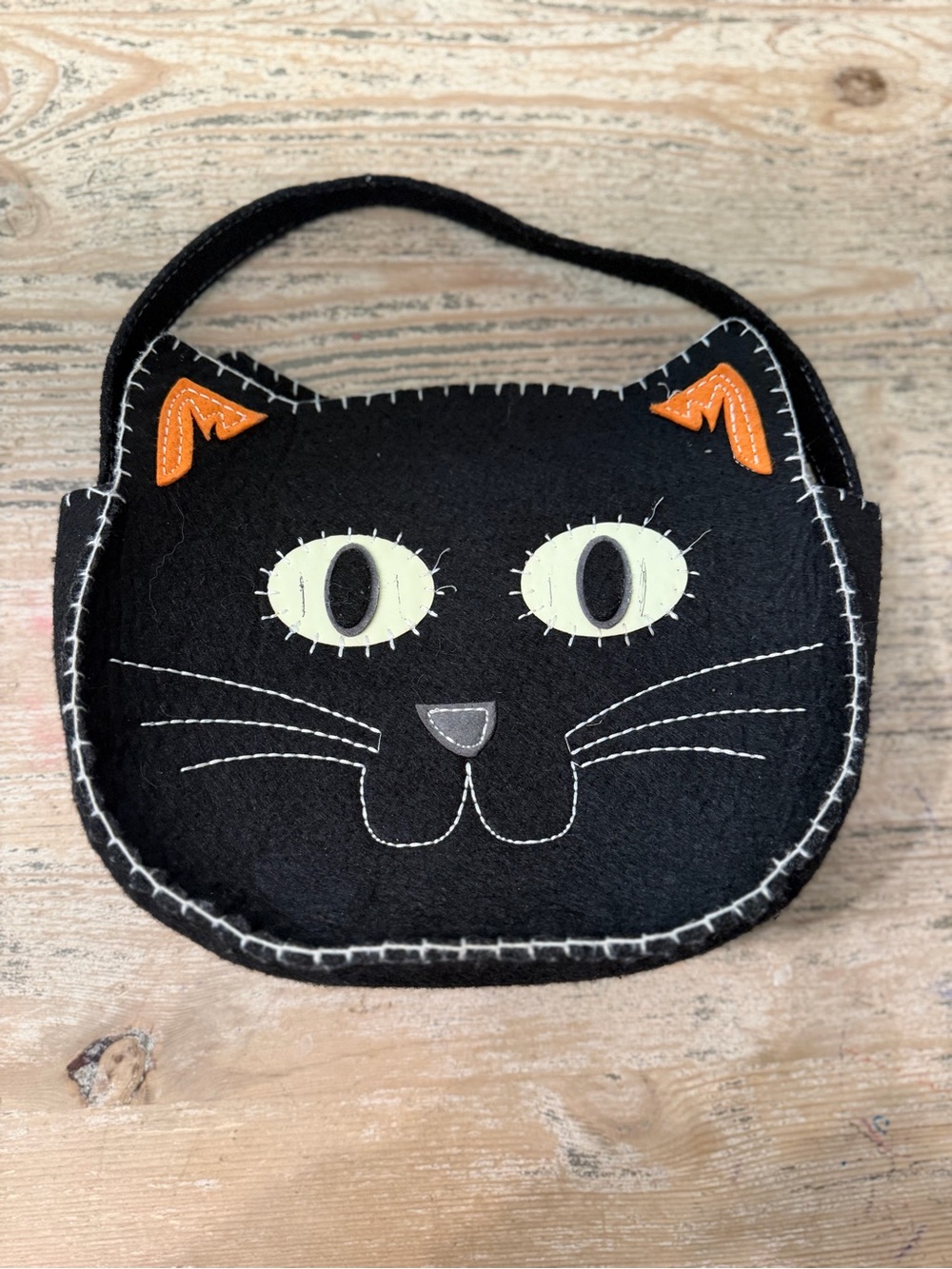Black Cat-Shaped Felt Pet Trick or Treat Bag by - Picture 1 of 6